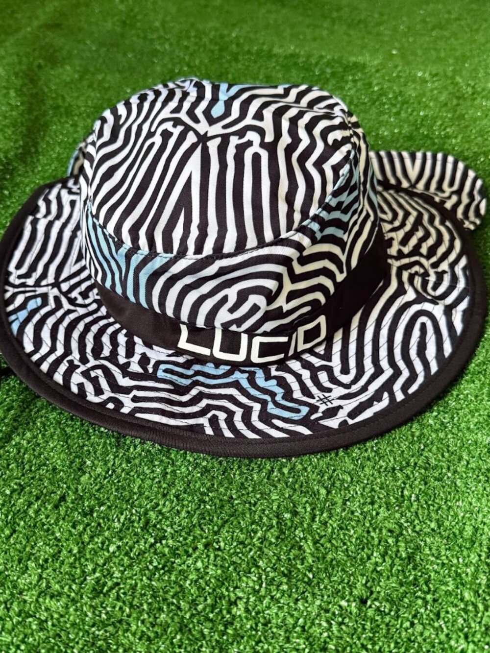 Lucid FC Logo Boonie Bucket Hat w/ Neck Flap Zebra Wavy Sun Legionnaire Hat OSFA